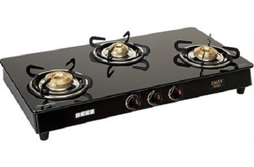 Manual Long Durable And High Performance Black Glass Three Burner Gas Stove