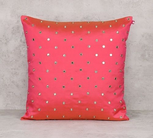 Cotton Skin Friendly Lightweight Comfortable Golden Printed Pink Fancy Cushion Cover 