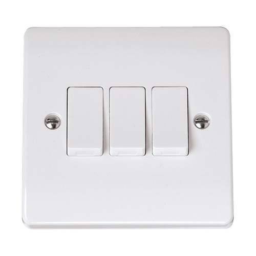 White Water-Resistance Electrical Switches, 3 Module