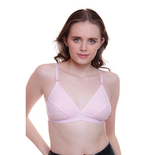 Pink Daily Wear Skin-friendly Elastic Straps Plain Cotton Padded