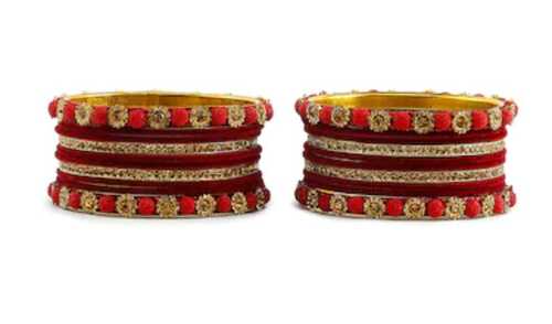 Women Light Weight Elegant Look Beautiful Red And Golden Fancy Bangles