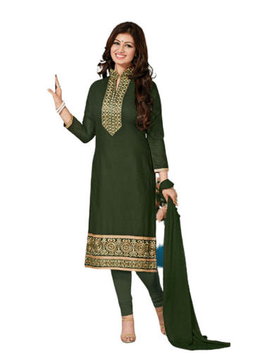 Indian Beautiful Green And Golden Colored Best Quality Designer Chanderi Suit 