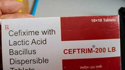  लैक्टिक एसिड बैसिलस डिस्पर्सिबल टैबलेट के साथ Ceftrim-200 Lb Cefixime, 10X10 ब्लिस्टर पैक जनरल मेडिसिन 