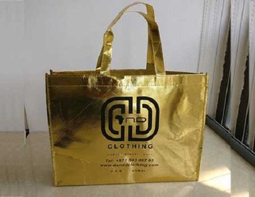 Light Weight Recyclable Biodegradable Reusable Printed Golden Paper Carry Bags