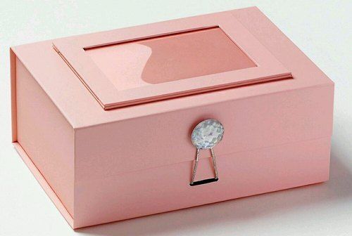 Multi Storage Shelves Beautiful Elegant Sleek Design Rectangular Pink Jewelry Box