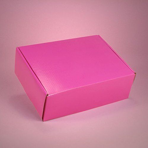 Decorative Flat Parallel Rectangular Light Weight Pink And Plain Corrugated Box