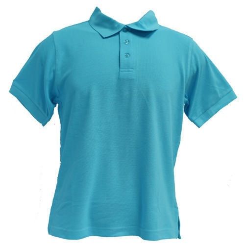 Blue Half Sleeve Collar Neck Plain Casual Wear Cotton T Shirts Gender ...