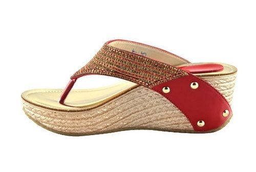 Leather Women Comfortable And Breatahble Easy To Wear Red Fancy Casual Sandal 