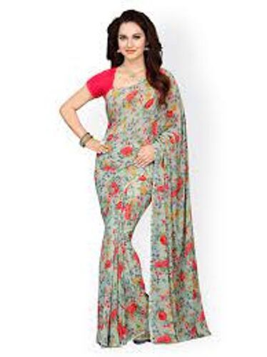 Daily Wear Amazing Printed Beautiful Floral Print Pure And Comfortable Chiffon Saree