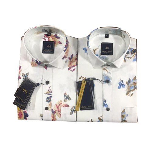 Men Full Sleeves Elegant Look Party Wear Breathable Printed Cotton Multicolor Shirt 