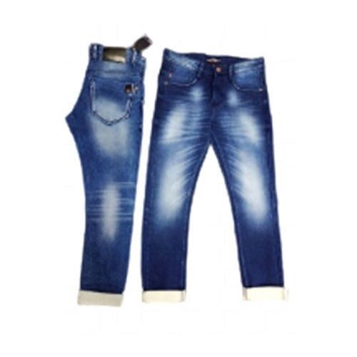 Regular Plain Dark Blue Breathable Simple And Stylish Look Fashion Faded Denim Jeans Pant For Men