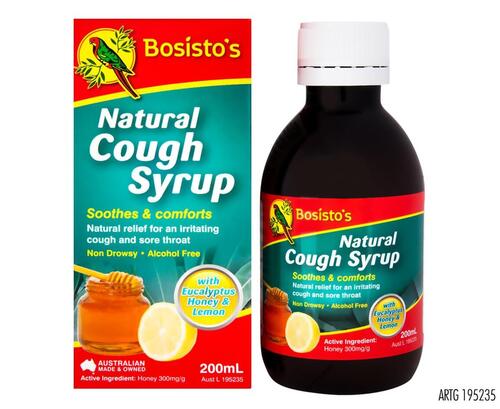 Bosistos Natural Cough Syrup For An Irritating Cough And Sore Throat, 200 Ml