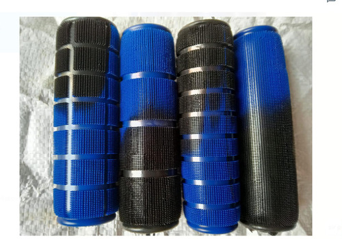 Round Shape Diameter 1.5 Inches Black And Blue Rubber, Size 6 Inches Motorcycle Grip - Rubber Material, Ergonomic Design, Vibration Protection