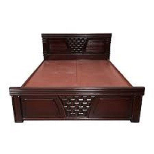 Termite And Borer Resistant Long Durable Designer Look Wooden Double Bed  Indoor Furniture