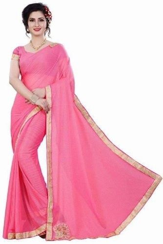 Baby Pink Plain Linen Saree With Silver Border - Etsy Norway