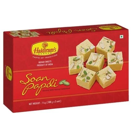 500 Gram Packaging Size 5.33 Gram Protein Elaichi Flavor Haldiram Soan Papdi  Carbohydrate: 2.3 Percentage ( % )