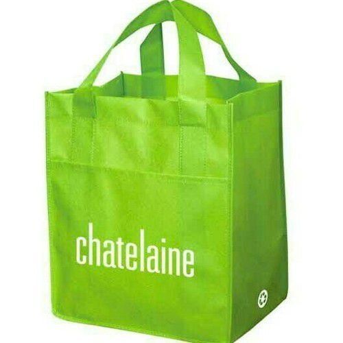 Antistatic Green Colour Non Woven Loop Handle Printed Carry Bags