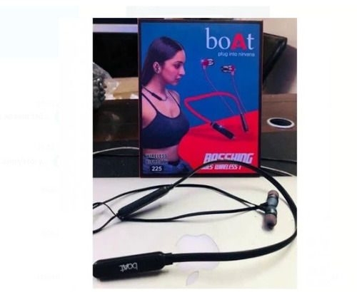 Black Plastic, Bluetooth Rang 10 Meter Boat 225 Wireless Earphone  Battery Backup: 8 Hours