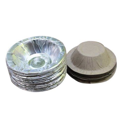 4 Inch Biodegradable Plain Silver-Coated Paper Round Disposable Bowl