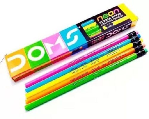 Multicolor 8 Inch Neon Shades Wooden Body Rubber Tipped Graphite Doms Pencils