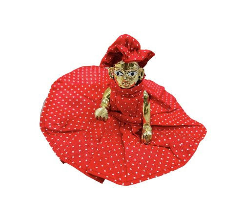 Light Weight And Designer Red Polka Dot Print With Pagdi Laddu Gopal Dress