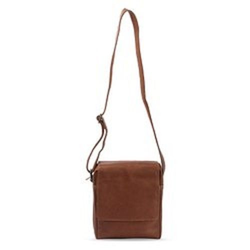 Plain Design Zips Closure Shoulder Leather Side Bag For Office Use