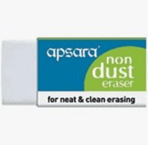 Rectangular Shaped 4 Inch Size Plain White Non Dust Apsara Eraser