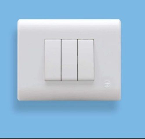 White Plastic Rectangular Shaped Electrical Three Way Modular Switches