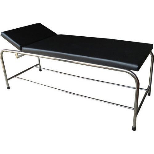 Black 160 Kg Load Capacity Pu Form Mattress Mild Steel Powder Coated Examination Bed 