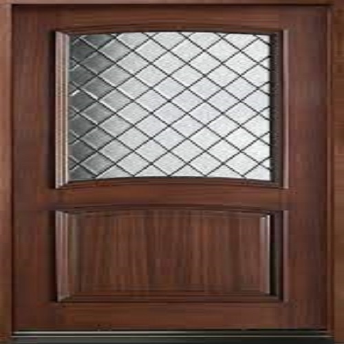 Solid Wood Entry Door - Customized Size, Brown Glossy Finish | Durable Swing Design for Contemporary Aesthetics, Privacy & Security