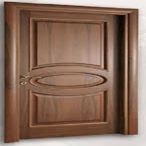Termite Resistant Brown Color Right Side Handle Solid Material Bedroom Wooden Door