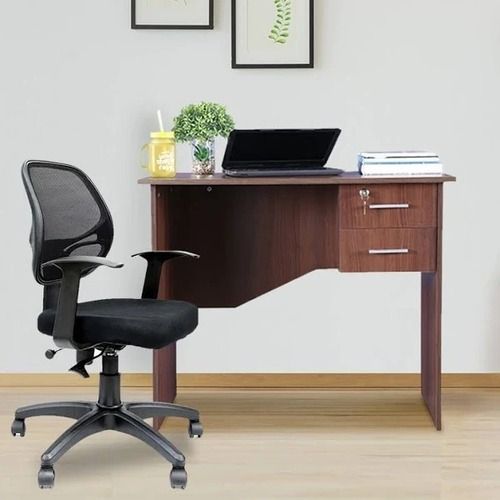 Black And Brown 5 Wheel Ratable And Table And Office Chair Set