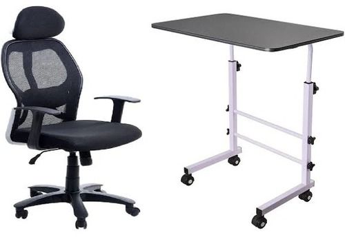 Painted Black 5 Wheel Ratable With Designer Table Set Office Chair