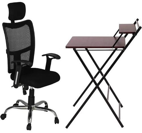 Black Five Wheel Ratable And Adjustable Office Chair With Table