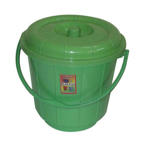 Green Round Shape Plastic Water Storage Bucket With Round Lid