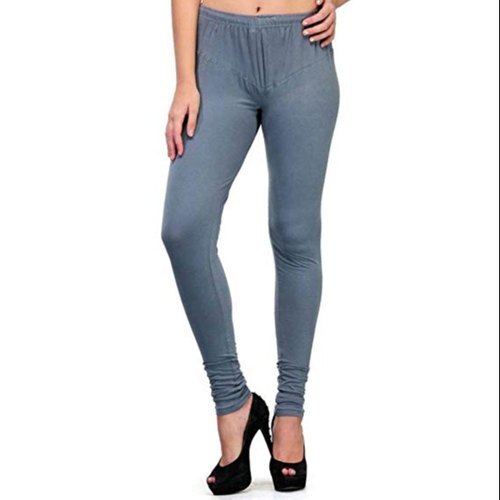 Plain Simple And Stylish Look Breathable Skin Friendly Wrinkle Free Churidar Grey Cotton Lycra Legging