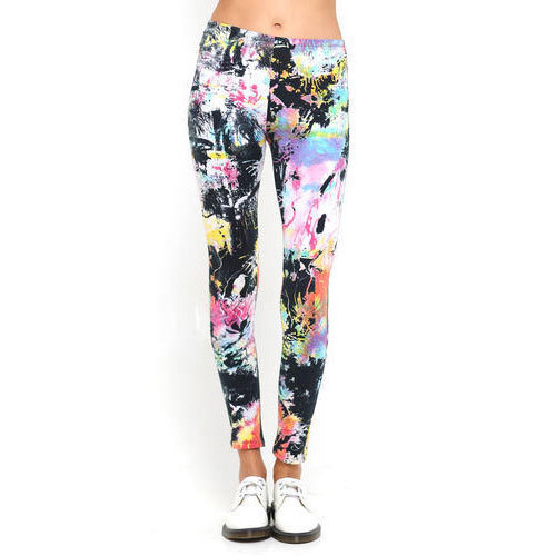 Multi Colour Simple And Stylish Look Breathable Skin Friendly Wrinkle Free Cotton Lycra Printed Legging For Ladies 