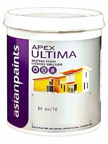 Pack Size 20 Liter Brilliant White Apex Ultima Weather Proof Exterior Asian Emulsion Paint Chemical Name: Titanium Dioxide