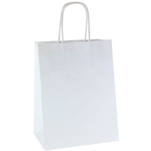 White Color Disposable And Recyclable Plain Style Kraft Paper Bag