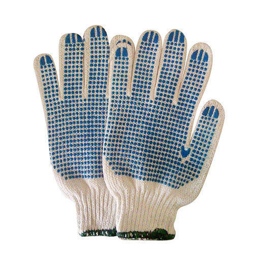 Plain Hazardous Materials Premium Grade Safety White And Blue Hand Gloves 