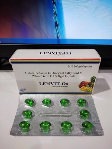 Lenvit O3 Vitamin E Omega 3 Fatty Acid Capsules