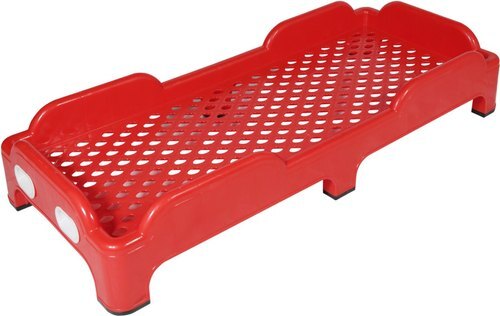 Red Plastic Bed - Portable Design for Daycare Use, Ideal for Ages 18 Months and Above