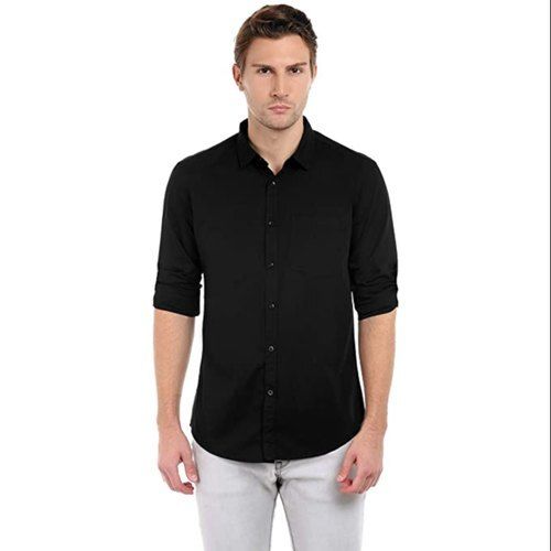 Cotton Stylish And Comfortable Value Box Collar Neck Mens Solid Shirt For Regular Wear