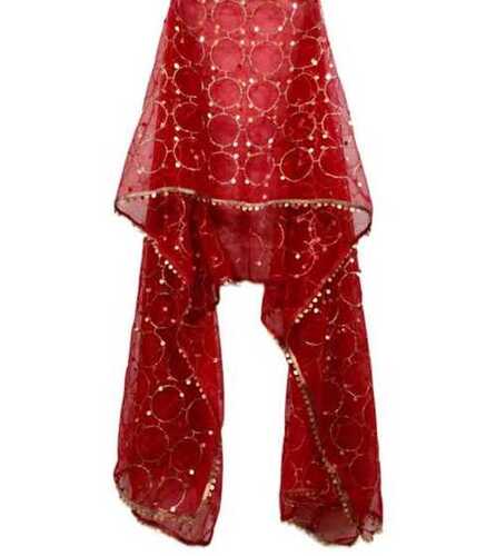 Red Embroidered Pattern Summer Season Ethnic Dress Type Breathable Party Wear Fancy Dupatta