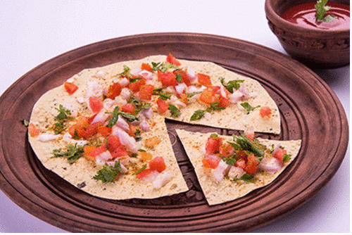200 Gram Round Shaped Spicy Yellow Masala Papad - 4 Inch 100% Chickpea Flour Crispy Texture with Fresh Herbs Garlic & Tomato Flavor