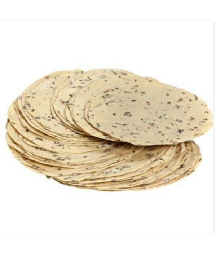 500 Gram Packaging Size Crispy Round Shaped 9.62 Gram Protein Yellow Garlic Papad  Best Before: 4 Months