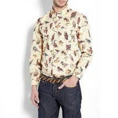 Breathable Full Sleeve Cotton Sandal Printed Casual Shirts For Men