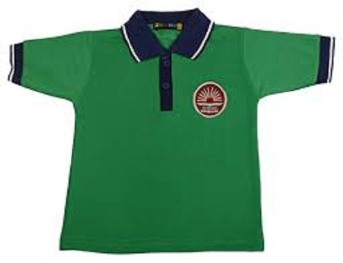 Cotton Fabric Turtleneck Collar Style School T-Shirts For 10 To Above Years Age - Cotton, Available in Sizes XS to XXL, Green and Blue Printed Design | Ideal for Students, Durable and Odorless