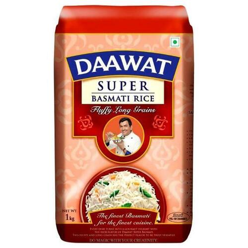 Daawat Super Fluffy Long Grain White Basmati Rice With 1 Kilograms Packaging