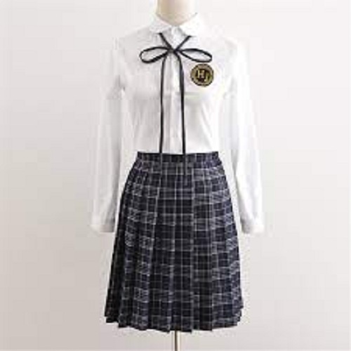 Girls School Uniform Shirt and Skirt Set - Cotton Long Sleeve Breathable | Timeless Versatile Style for All Ages No Fade Modern School Look